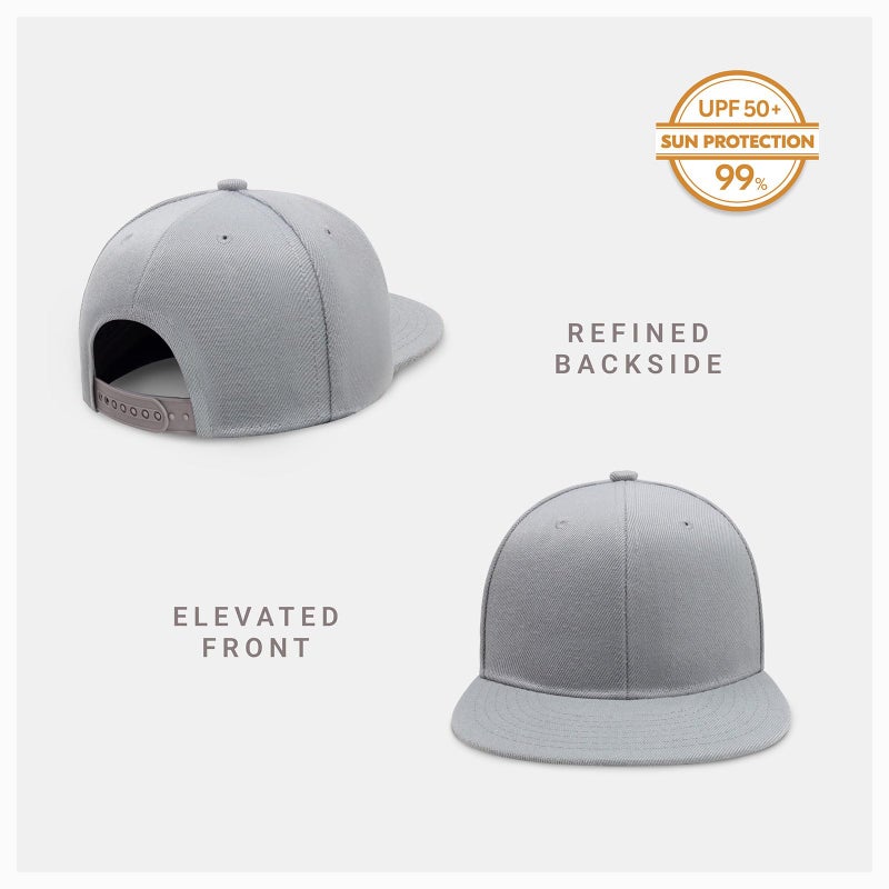 CHOK.LIDS Flat Bill Visor Classic Snapback Hat Blank Adjustable Brim High Top End Trendy Color Style Plain Tone Baseball Cap (Light Grey.) - Image 2